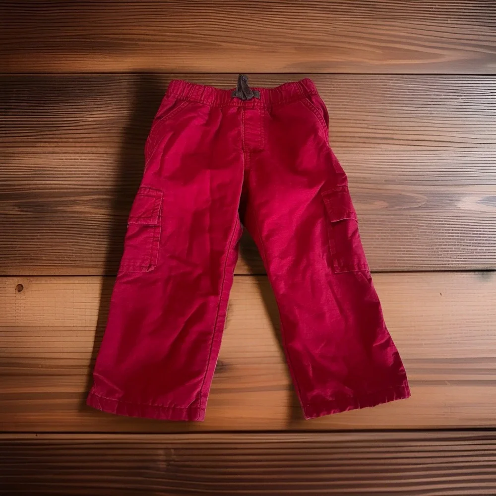 Gymboree Boys 12-18M Grizzly Lake Burgundy Jersey Lined Pull On‎ Cargo Pants